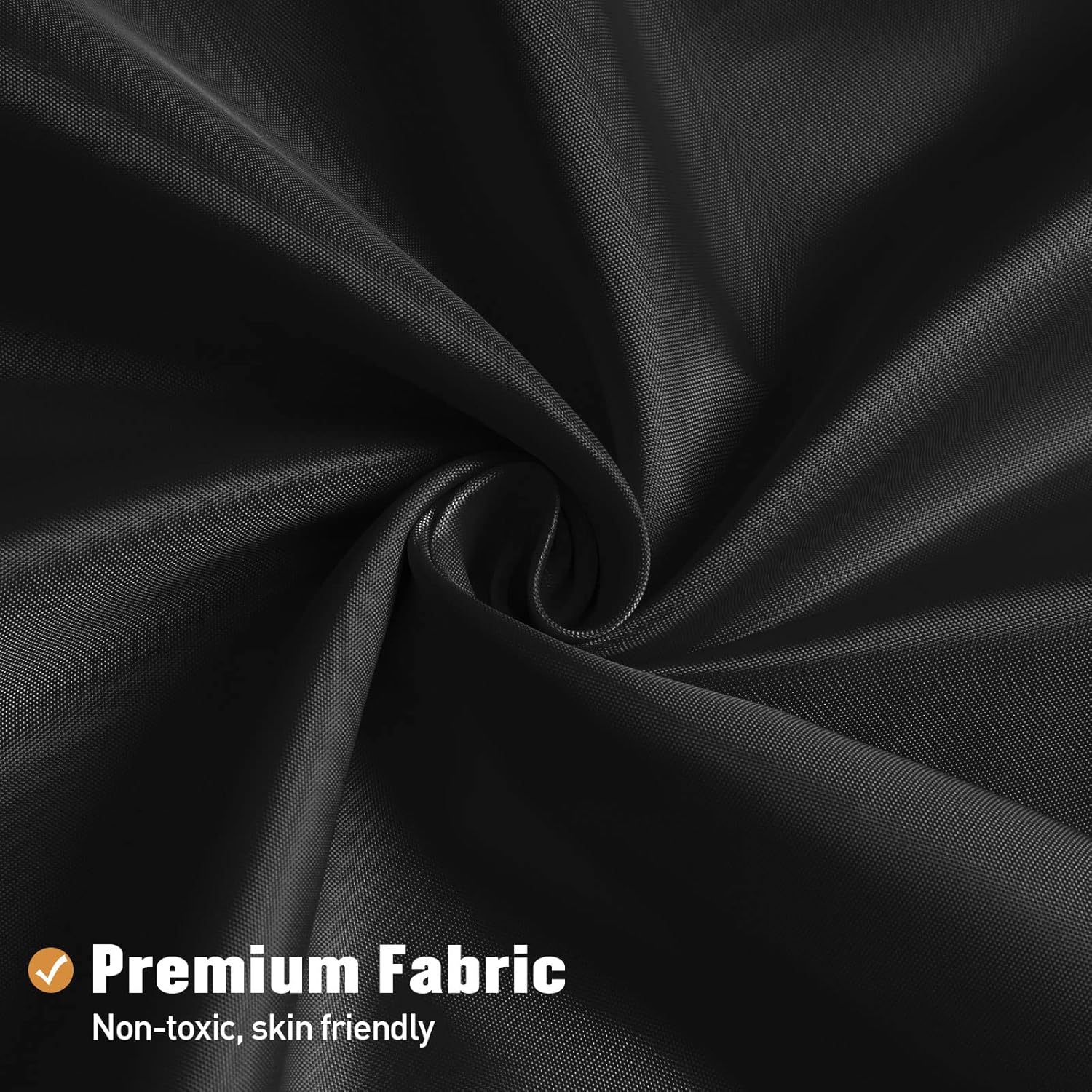 MitoVilla Black Fabric Shower Curtain Liner 72x72 Inches with 12 Plastic Hooks