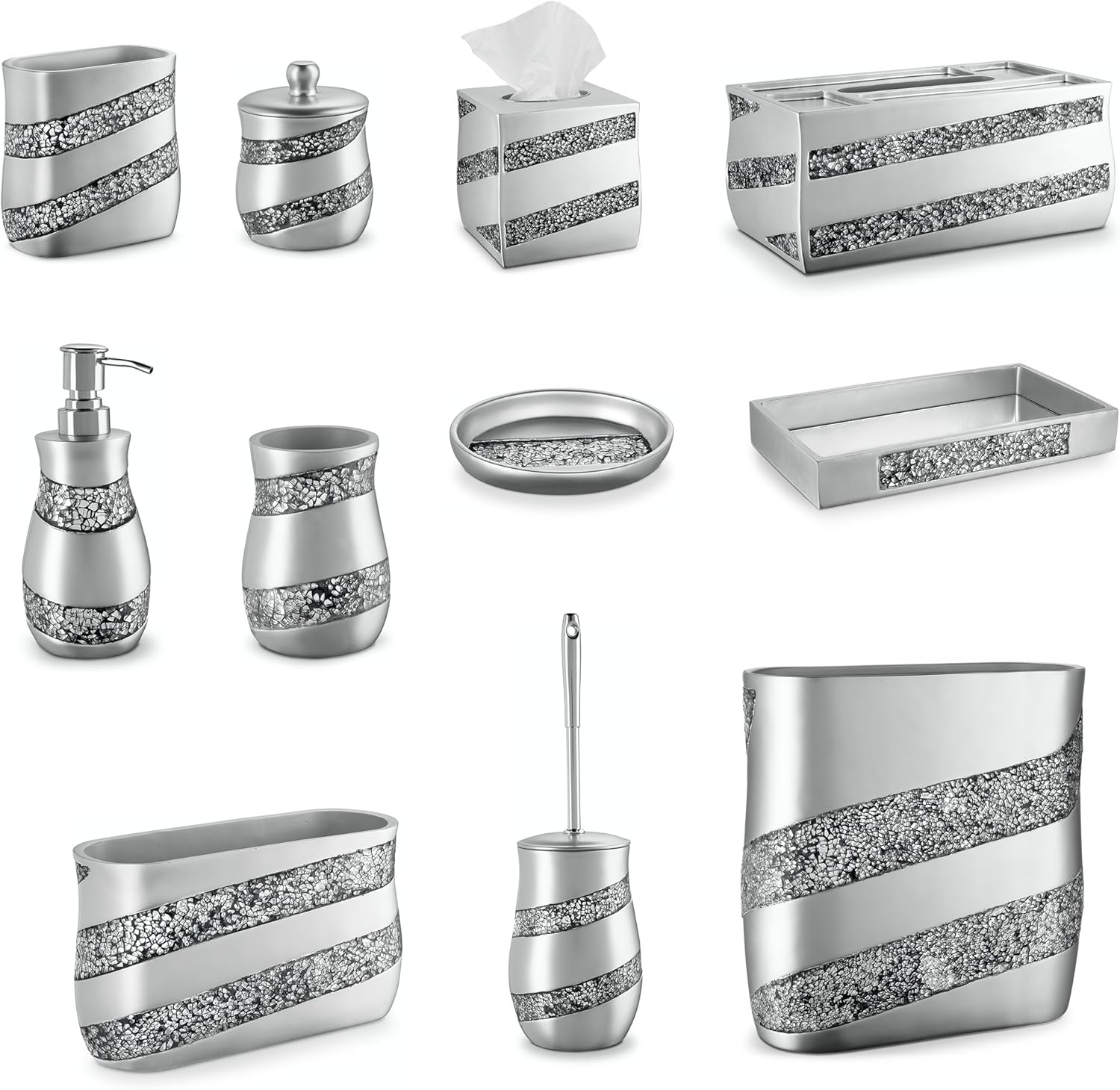 Creative Scents Silver Mosaic Toothbrush Holder