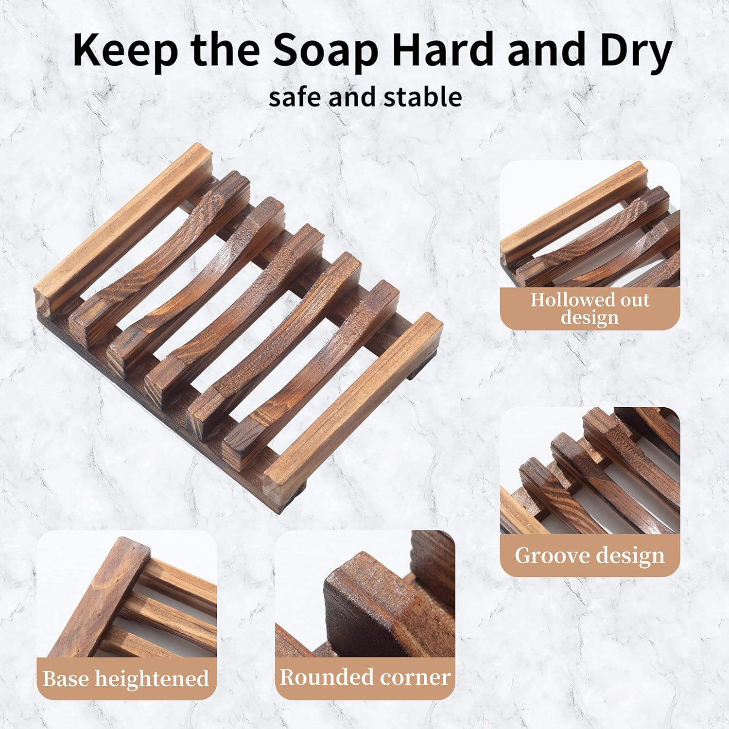 Vowupt Wooden Soap Dish Set of 2 for Shower