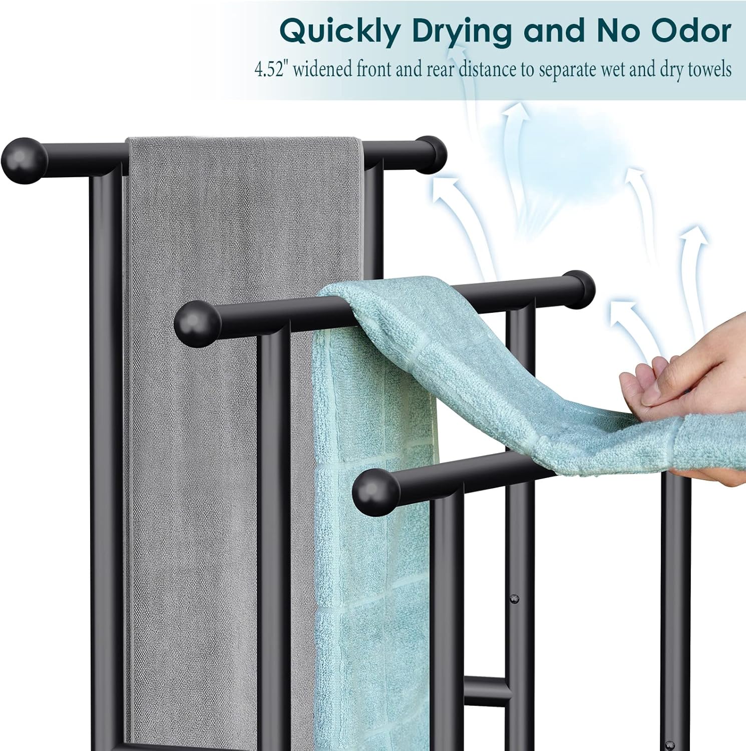 Kayfia 40 H Free Standing Towel Rack 3 Tier with Basket