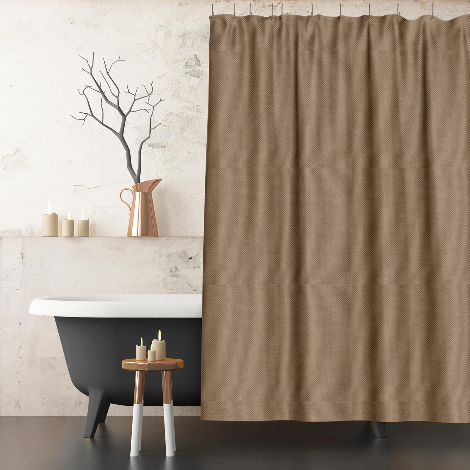 Luxurious Cotton Blend Shower Curtain - 72x72 inch Spa Quality