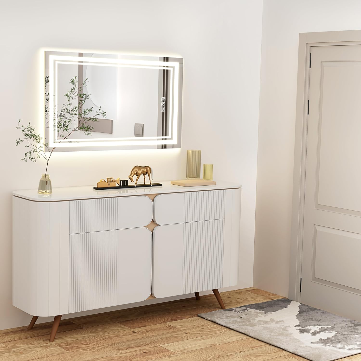 Silumin 32x24 LED Wall Mirror with Defog and Dimmable Light