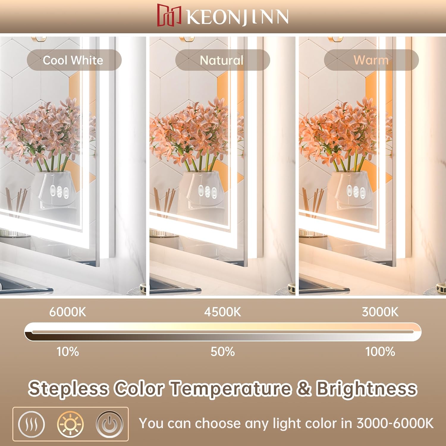 Keonjinn 55x30 LED Mirror with Frontlit and Backlit
