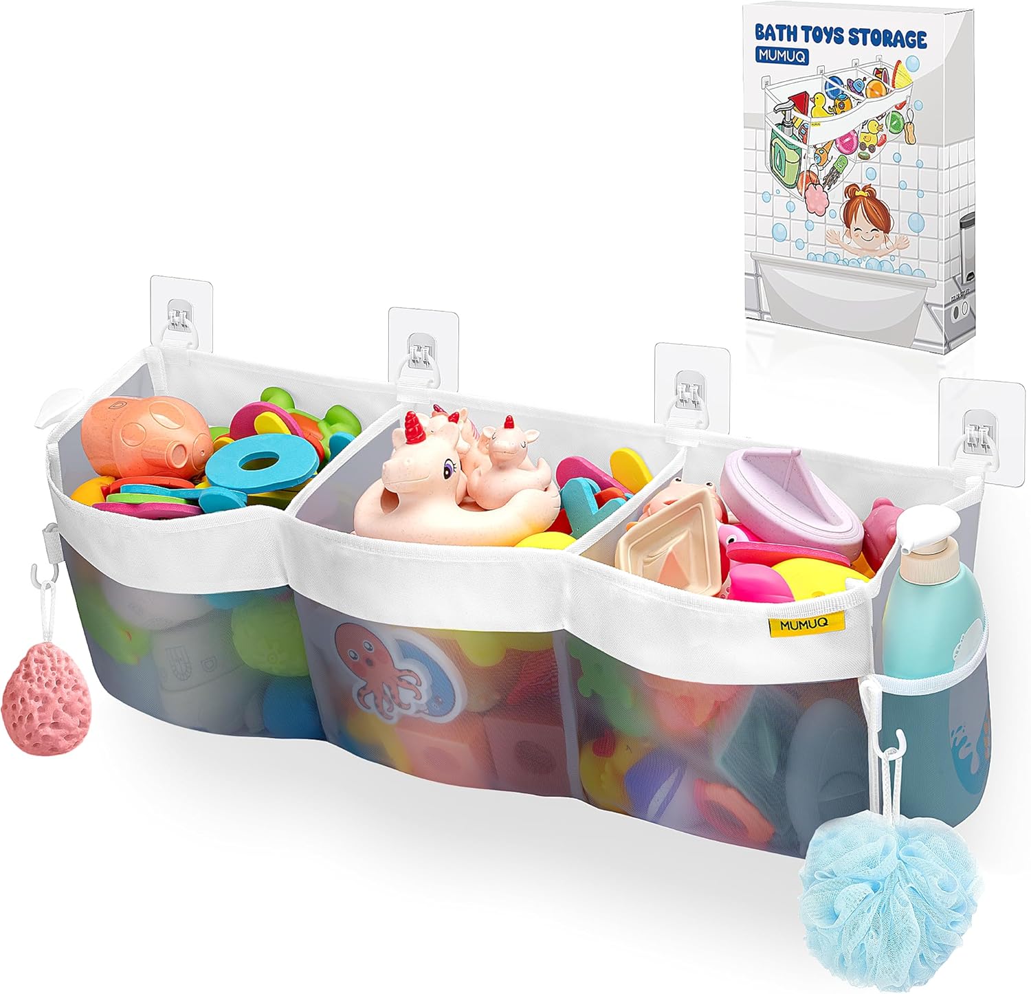 MUMUQ 3 Compartment Bath Toy Storage Bag 1