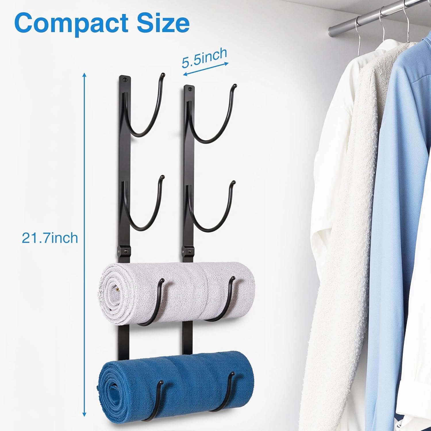 Josmimic 4-Tier Black Metal Towel Rack