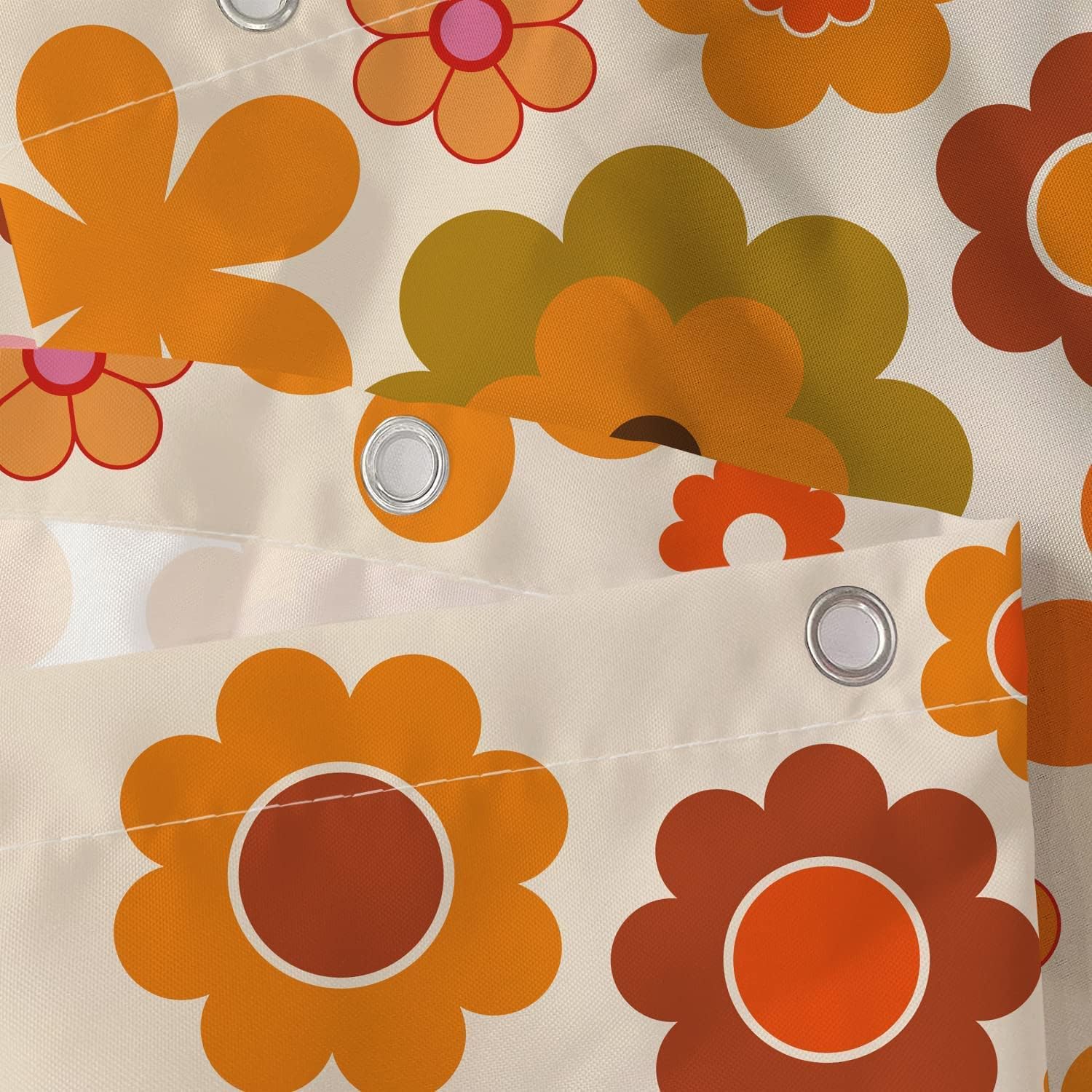 Sanzugh Retro Flowers Camper Shower Curtain with Hooks