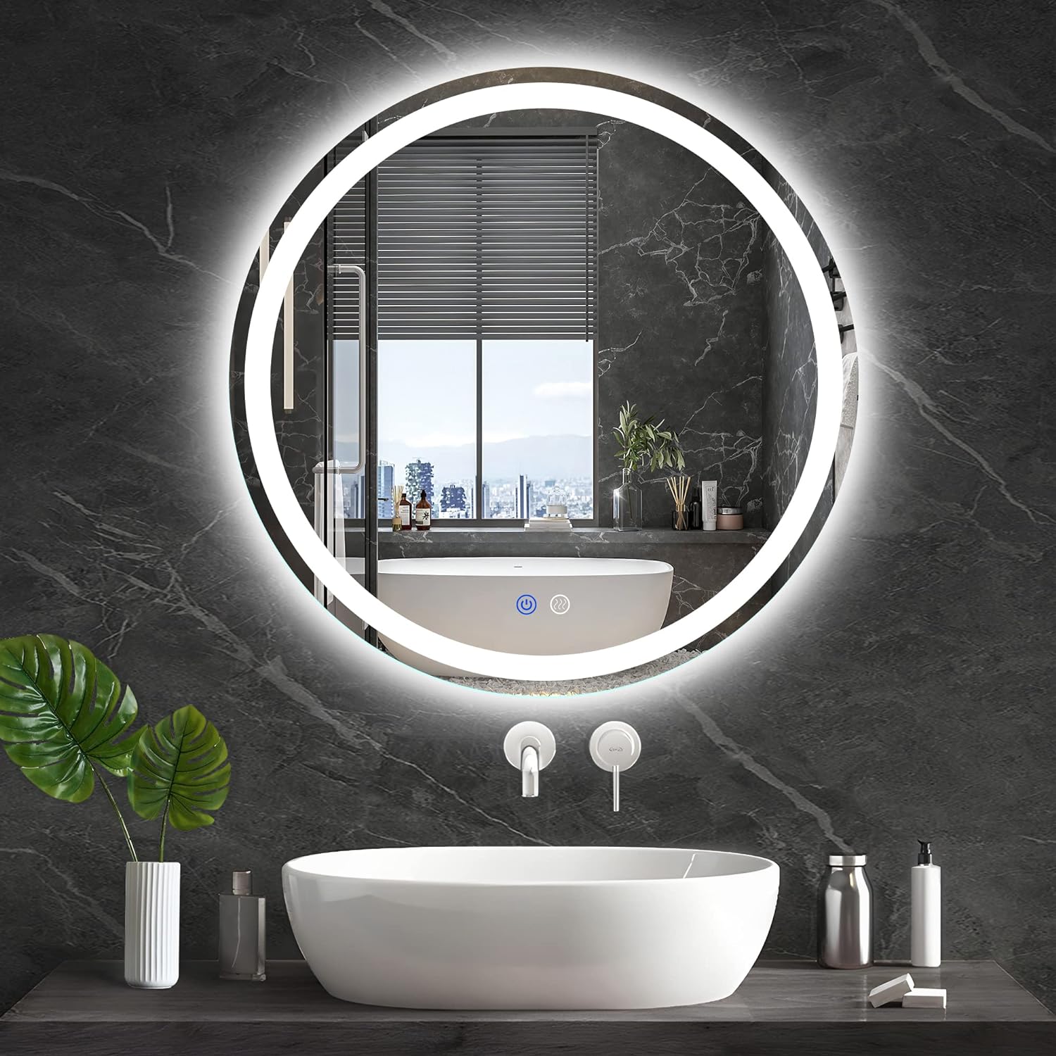 TATU 24 Inch LED Round Backlit Vanity Mirror 1