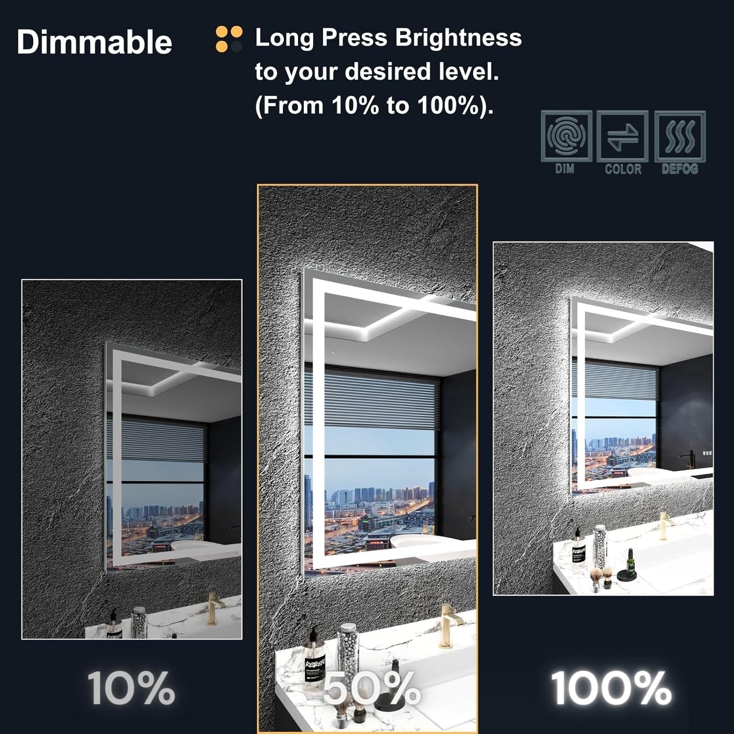 MAVISEVER 60x36 LED Bathroom Mirror with Lights