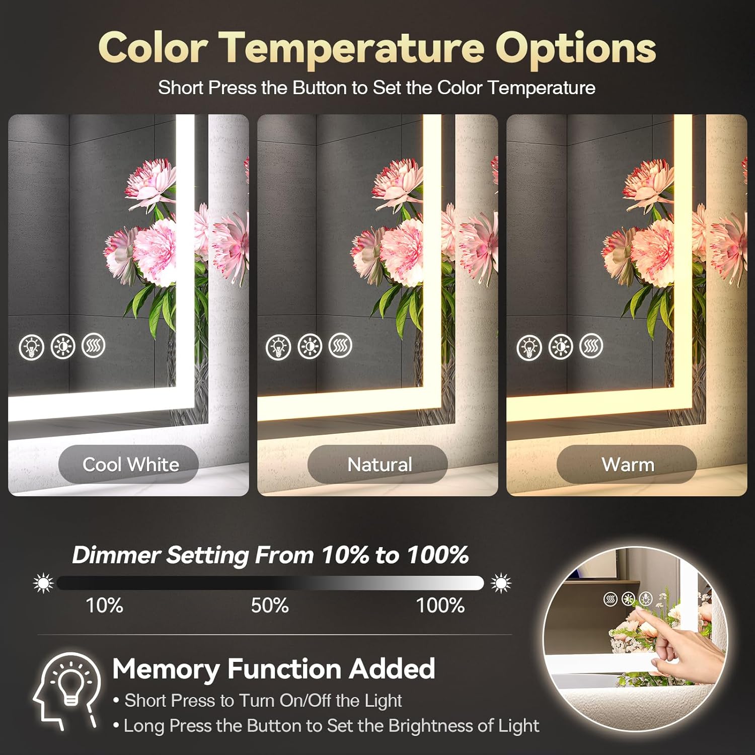 Brightify LED Bathroom Mirror 28x36 Dual Lighting