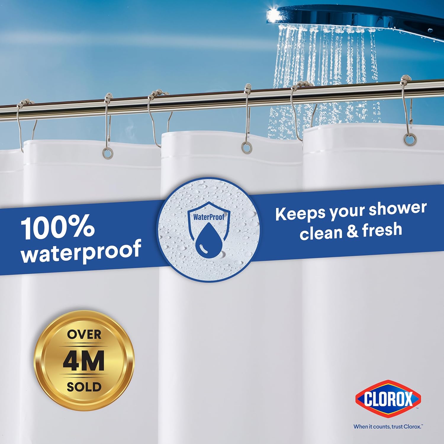 Clorox Premium White Shower Curtain Liner 70x72