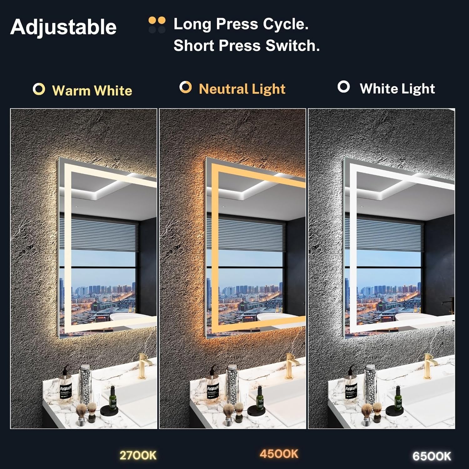 MAVISEVER 60x36 LED Bathroom Mirror with Lights