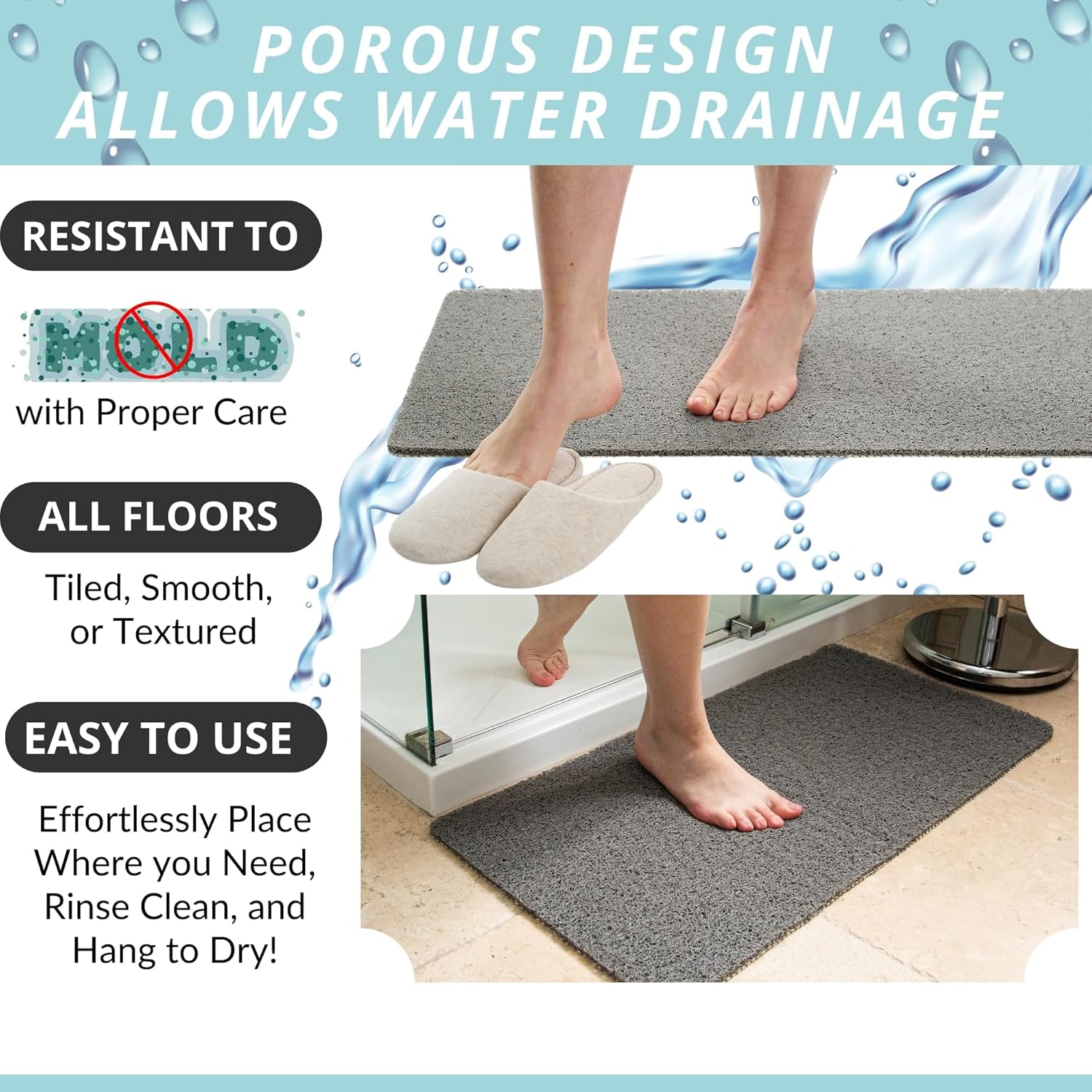 ENKOSI Non-Slip Bathtub Mat - 31x16 Gray