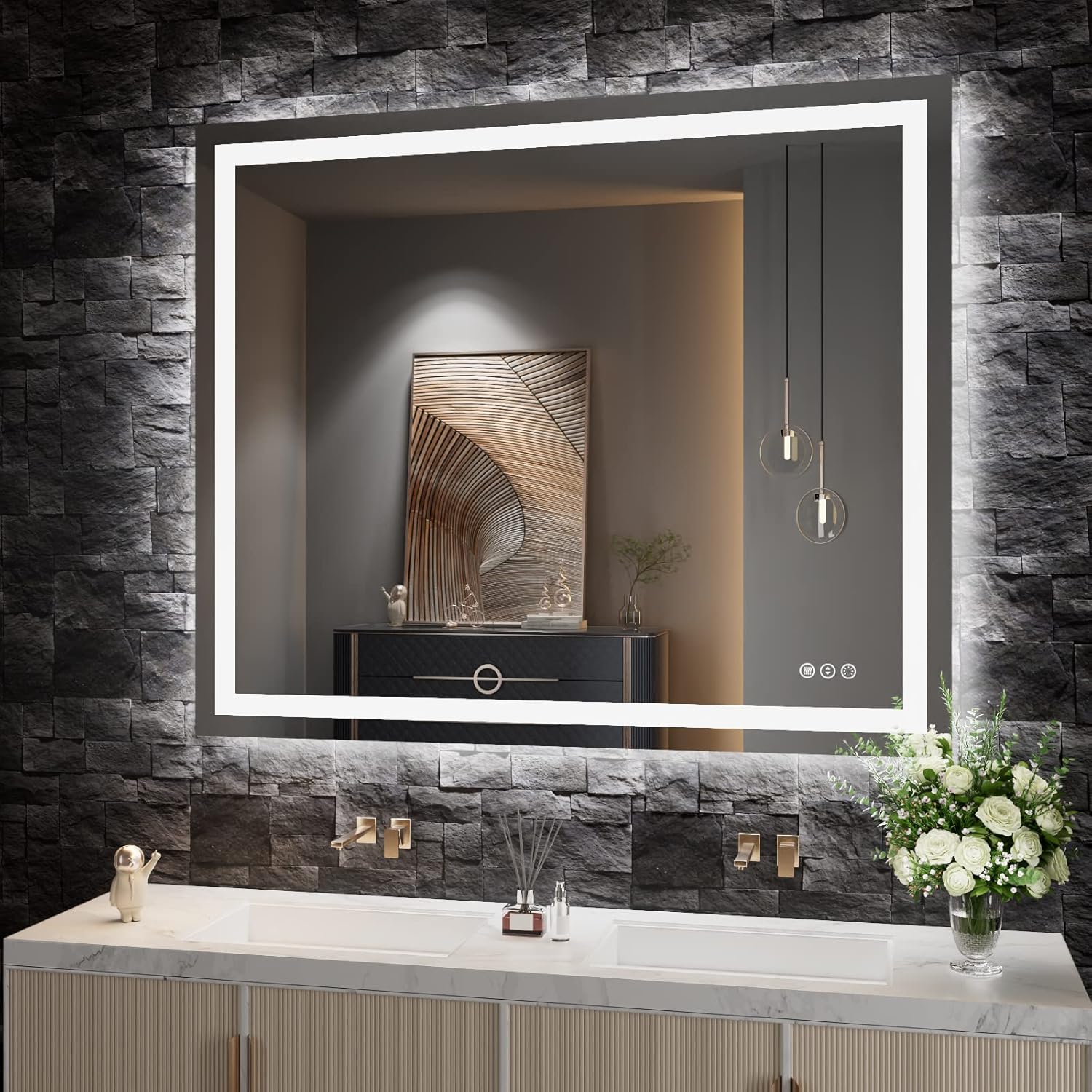 Amorho 44x36 LED Vanity Mirror with Front Backlight