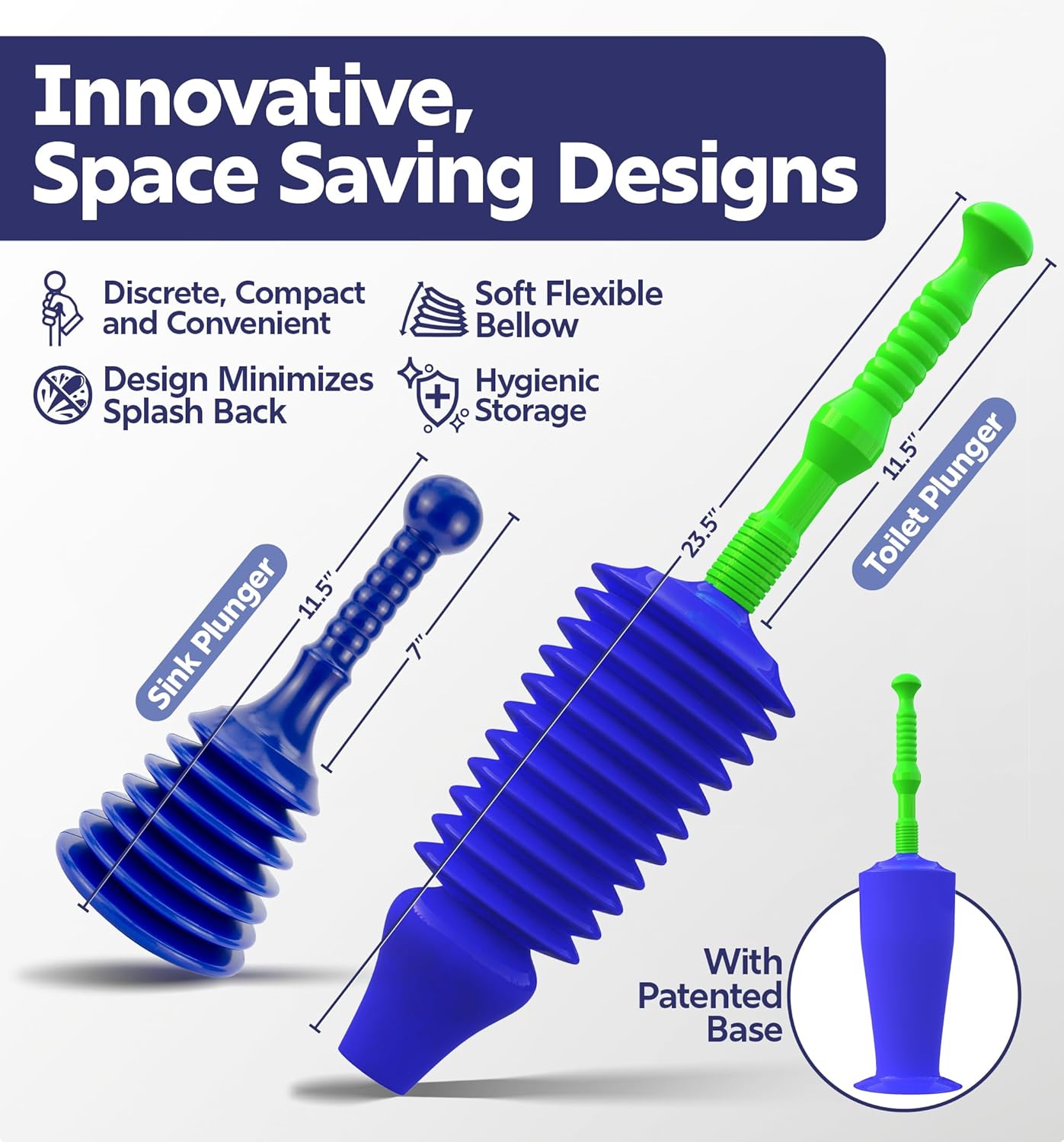Luigis Heavy Duty Plunger Bundle for Bath and Kitchen
