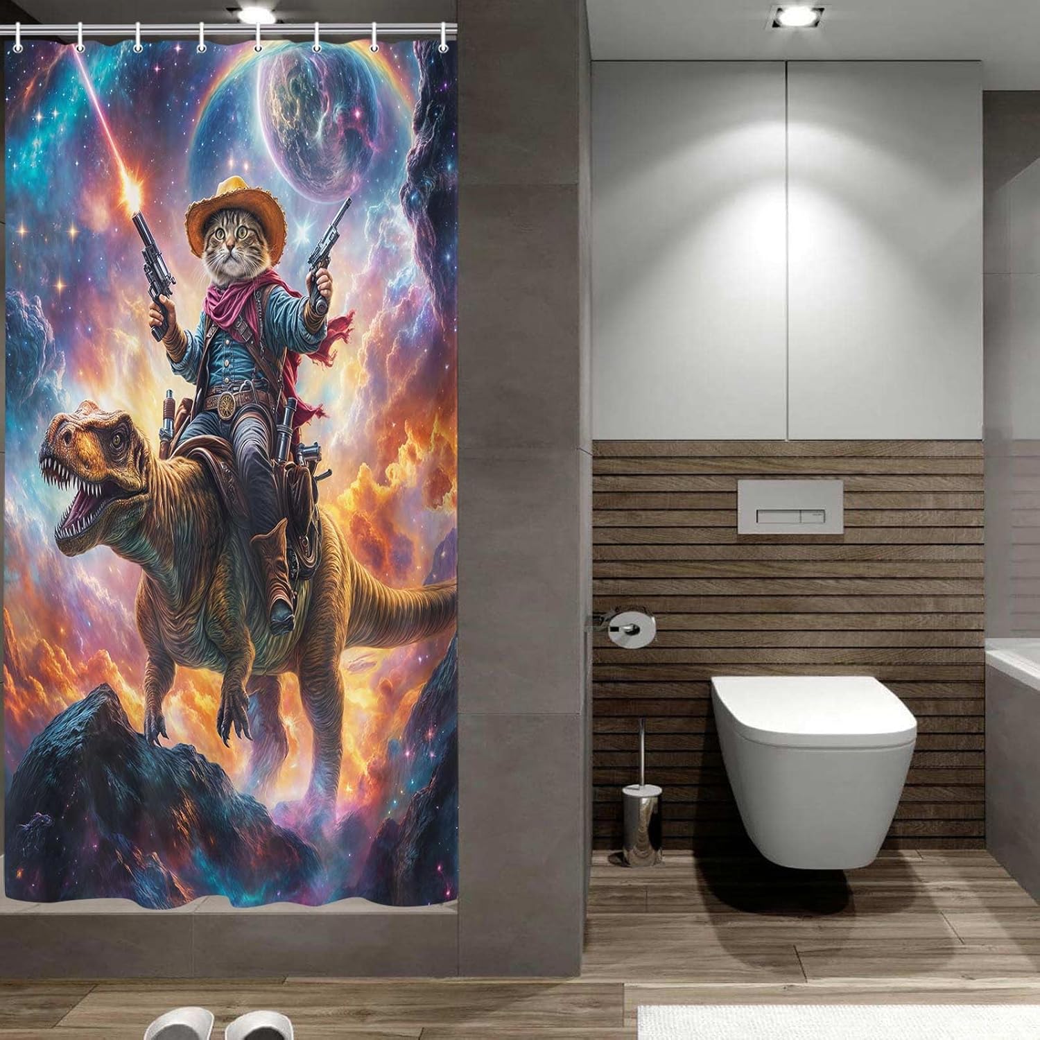 Cute Kids Unicorn Dinosaur Shower Curtain Set