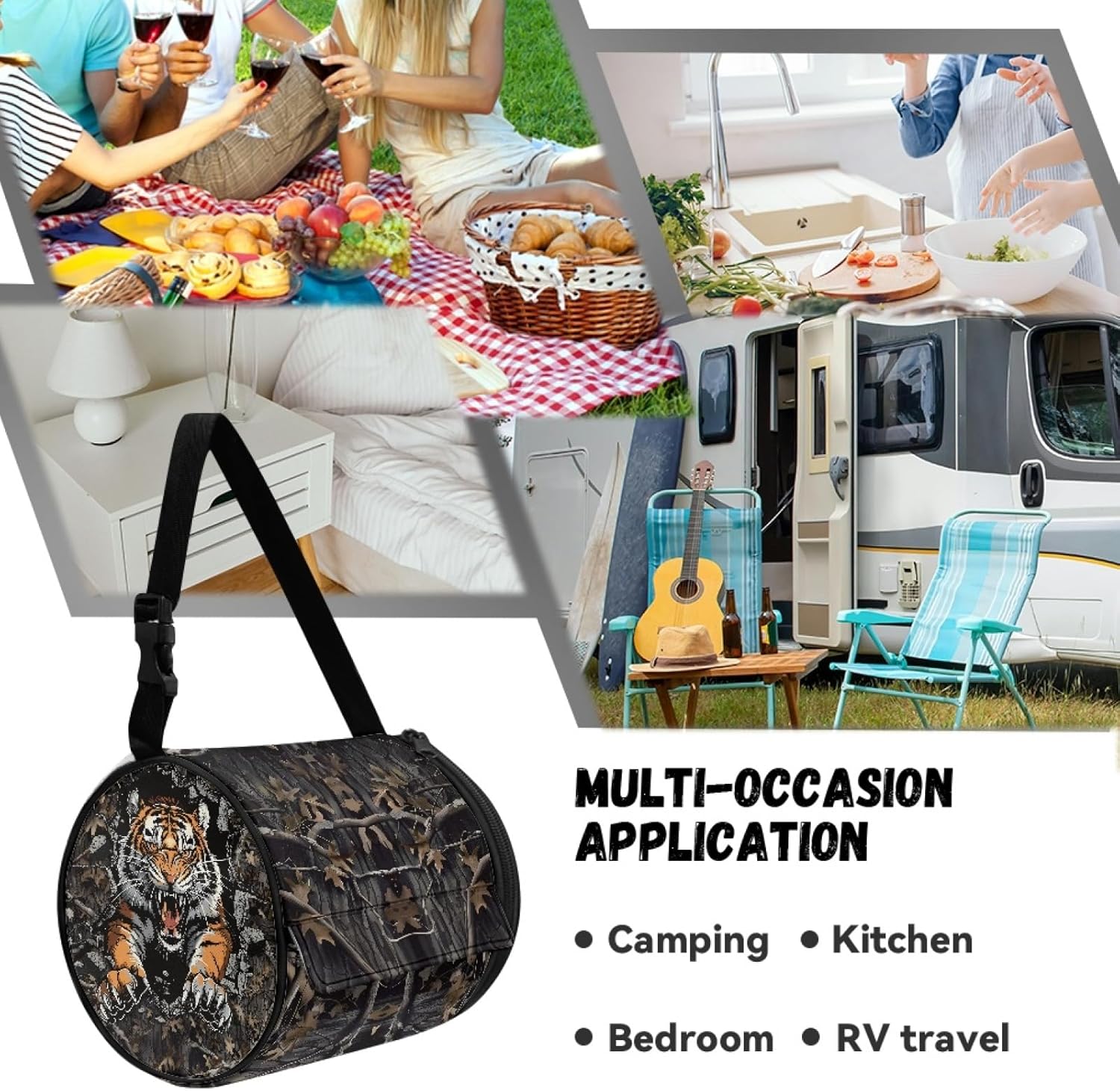 Tiger Camo Paper Towel Storage Bag for Hiking Camping Bathroom