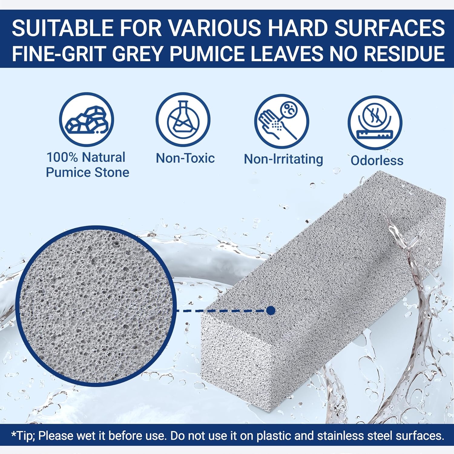 2 Pack Pumice Stone Brush with Long Handle for Toilet Cleaning
