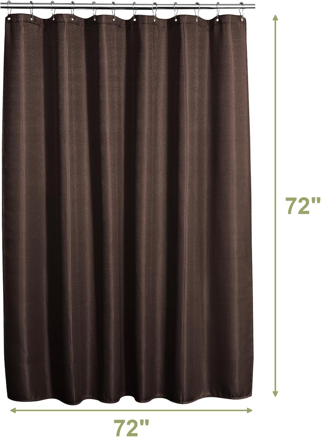 AmazerBath Brown Waffle Shower Curtain 72x72 Inches Heavy Duty 240GSM