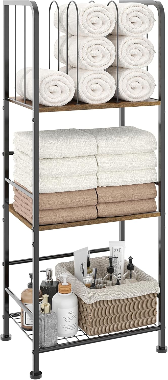 Jautokerdar 3-Tier Durable Metal Towel Rack with Detachable Dividers