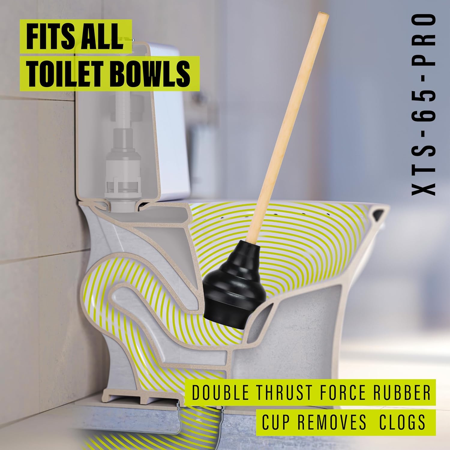 SteadMax XTS-65 PRO Heavy Duty Toilet Plunger 1