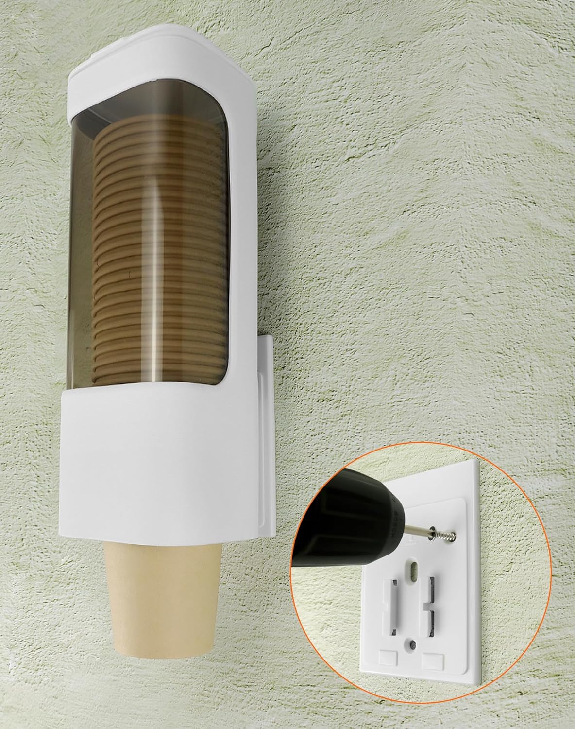 QWORK Wall Mount Paper Cup Dispenser 2 Pack 3-5oz