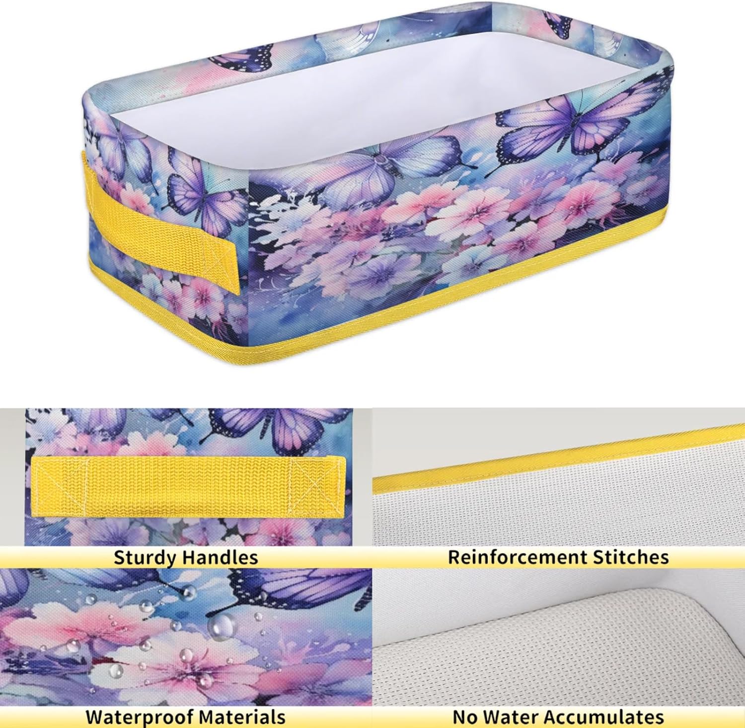Butterfly Flower Toilet Paper Storage Basket with Handles
