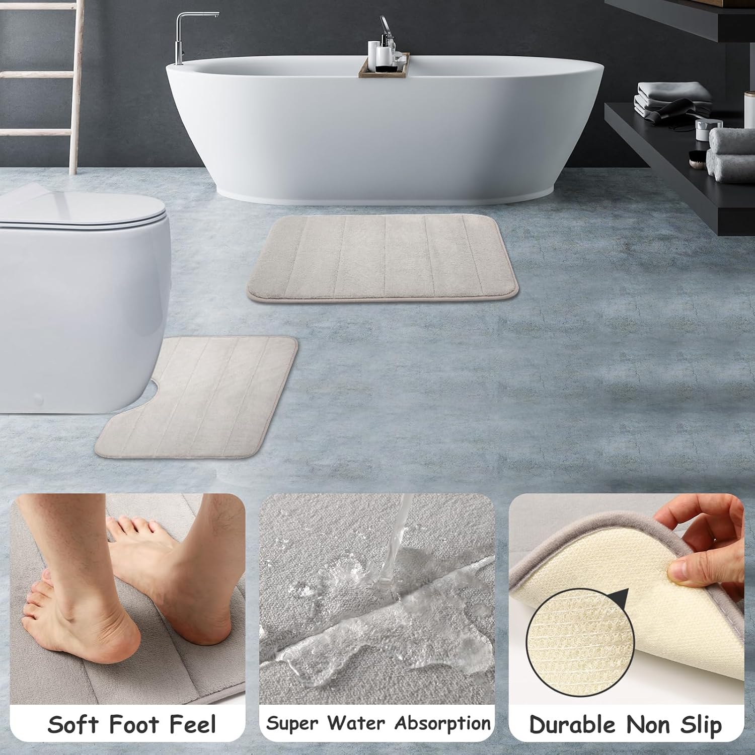 23-Piece Grey Bathroom Accessories Set - Modern Durable