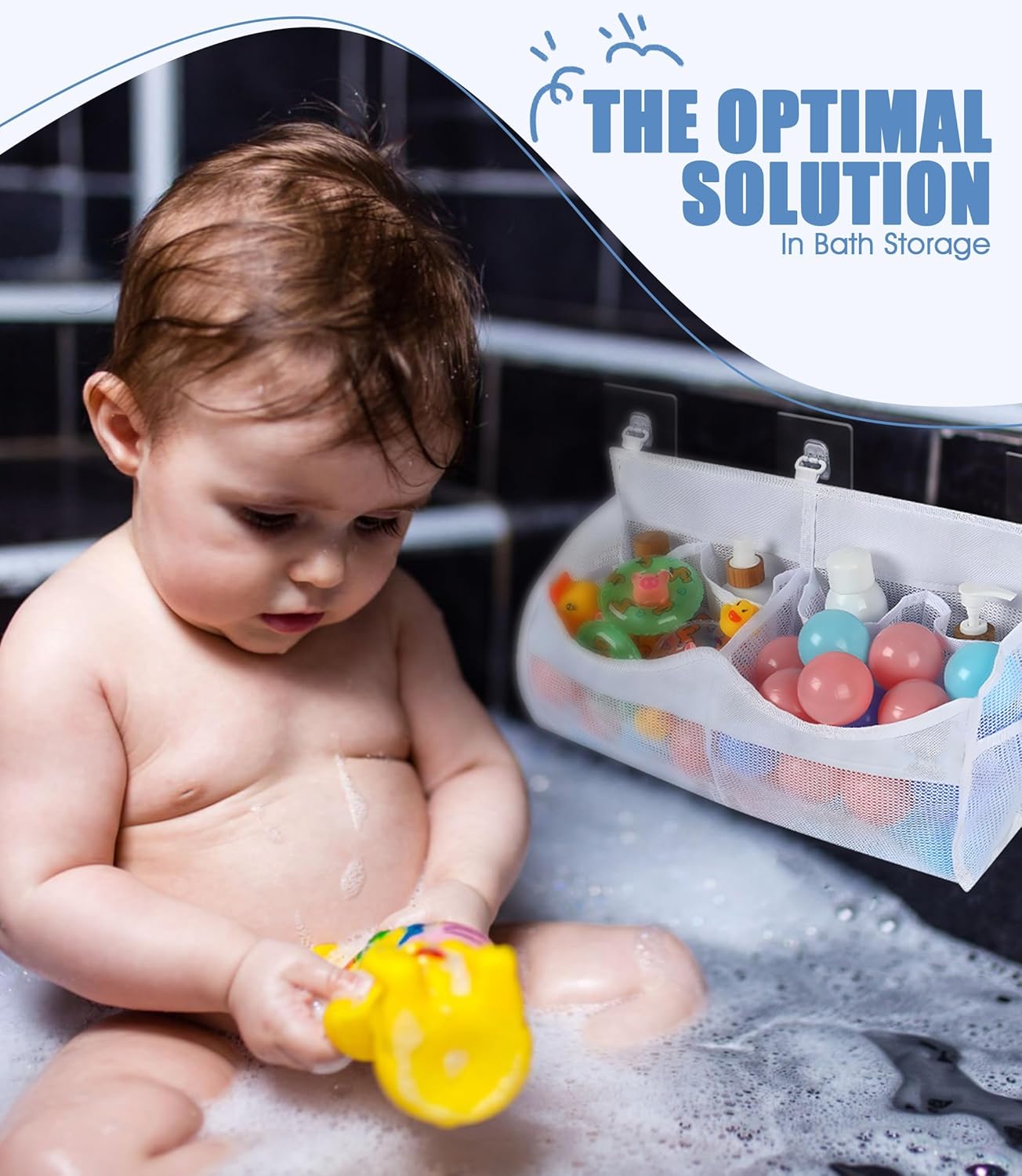ZOBUU 2 Compartment Horizontal Bath Toy Storage Rack