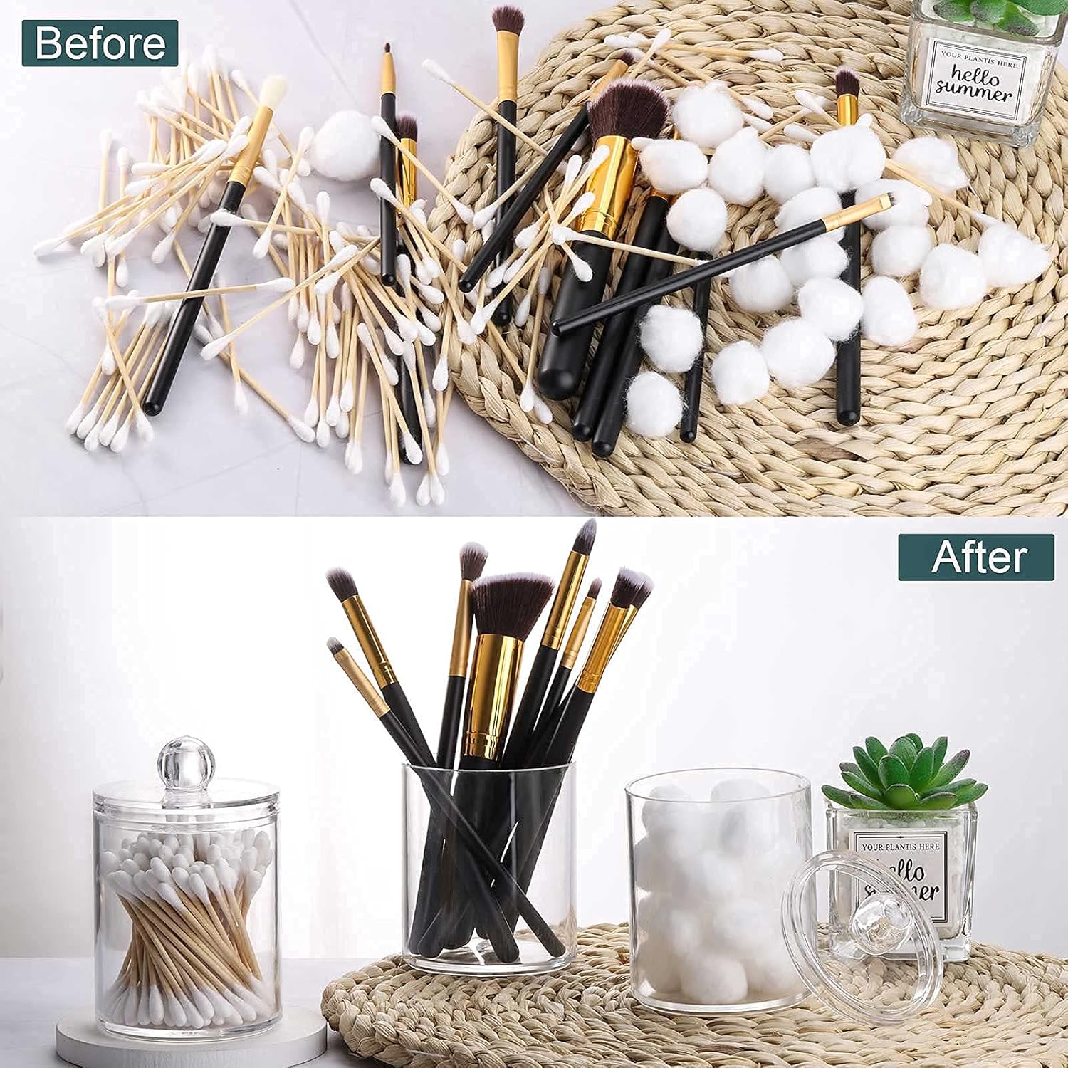 Tbestmax 3 Pack Cotton Swab Holder Clear Jar for Q-Tips