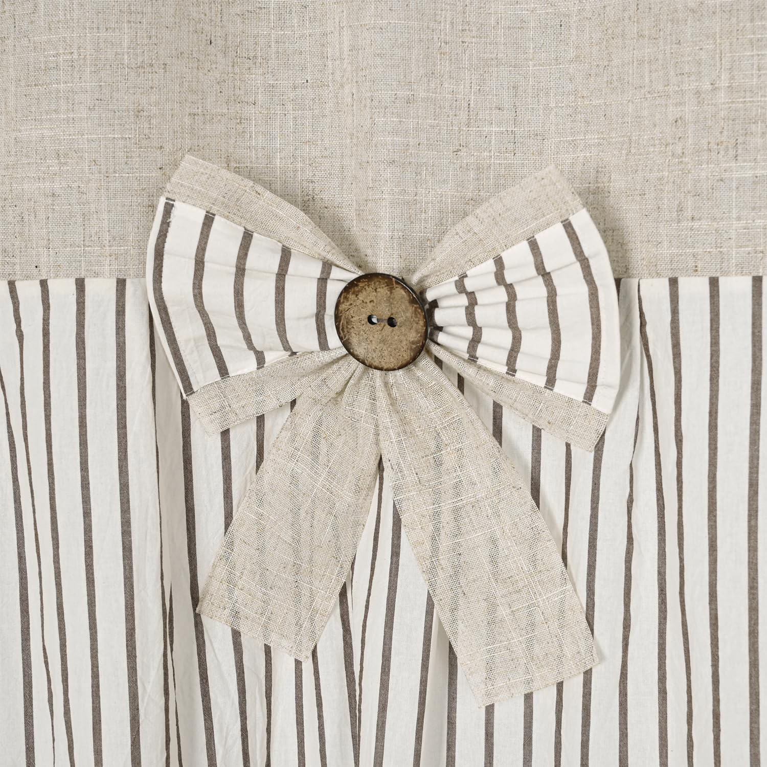 DOSLY IDES Linen Button Farmhouse Shower Curtain 72x72 in
