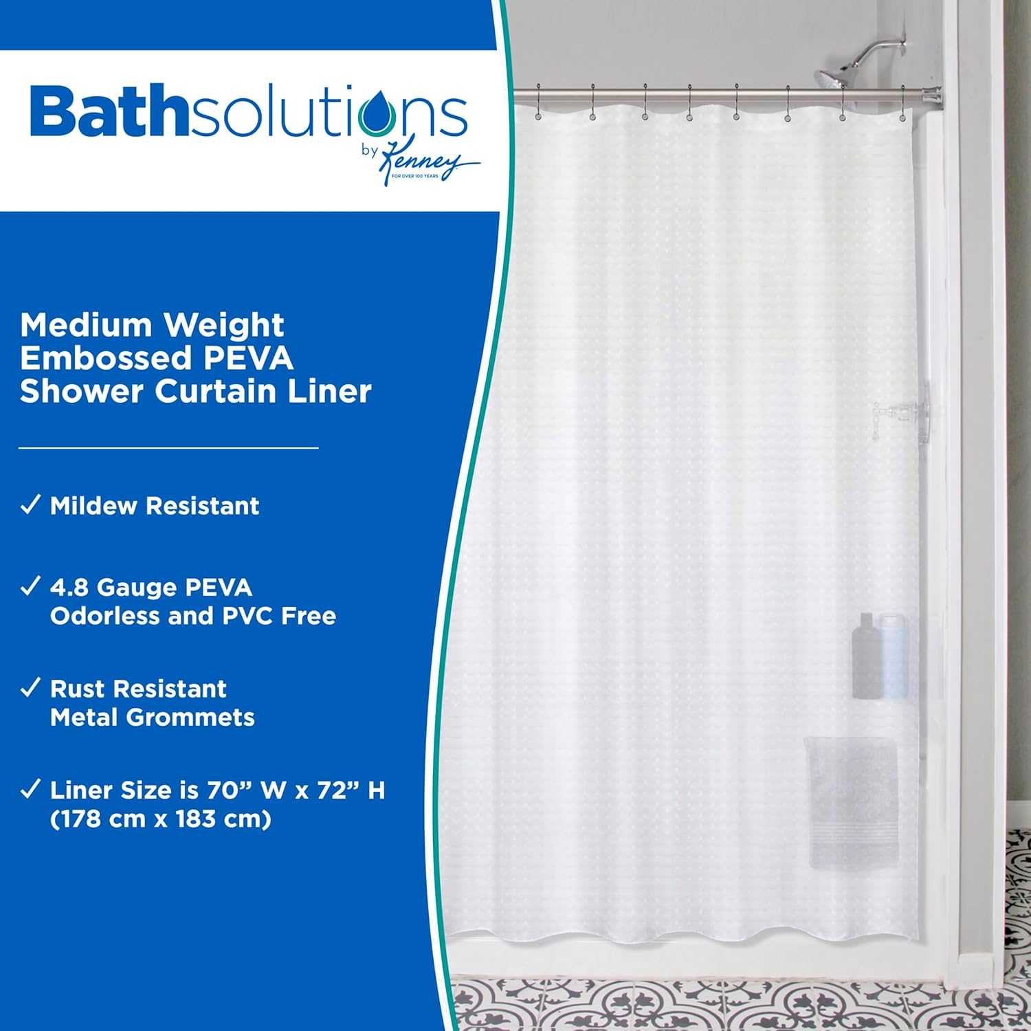 Kenney KN61151 Clear Waterproof Shower Curtain Liner
