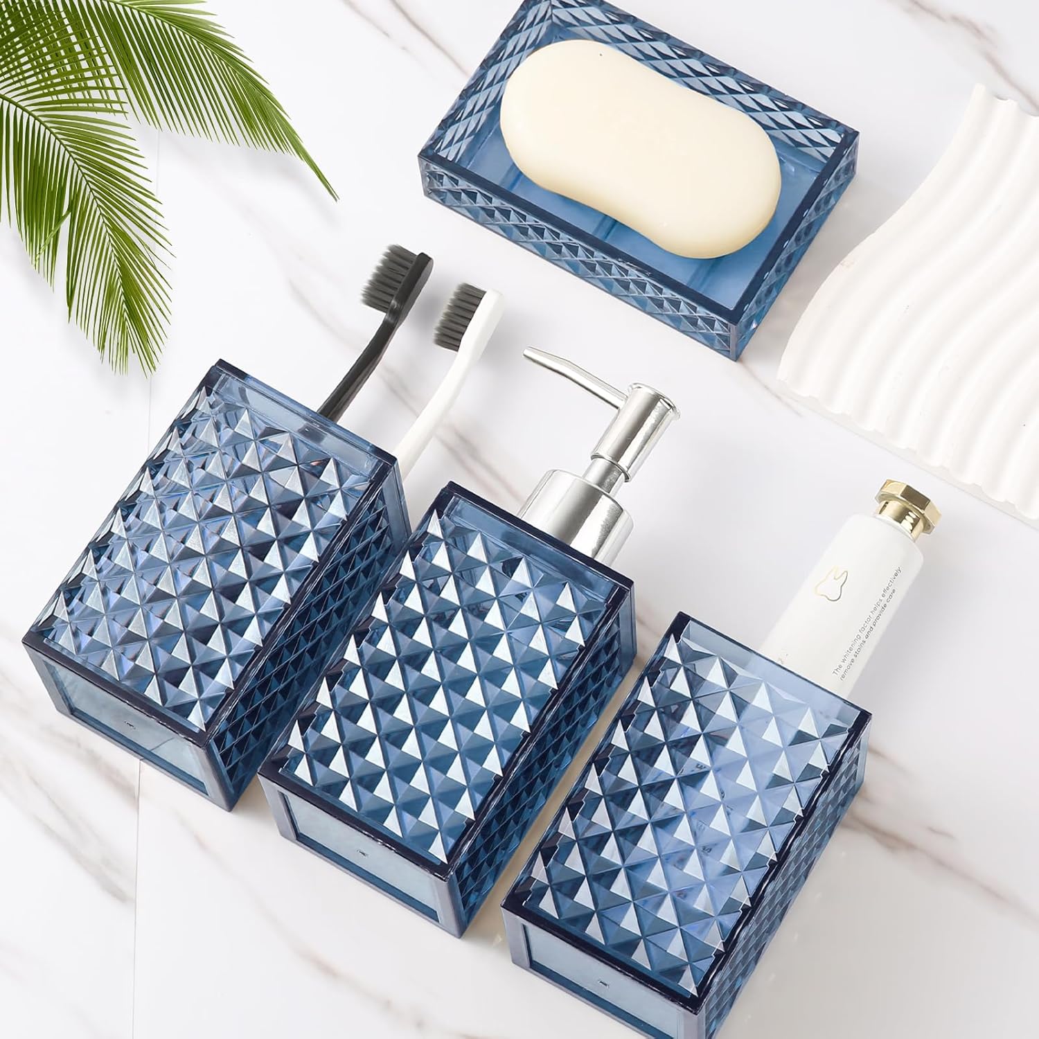 4 Pack Blue Acrylic Bathroom Accessories Set