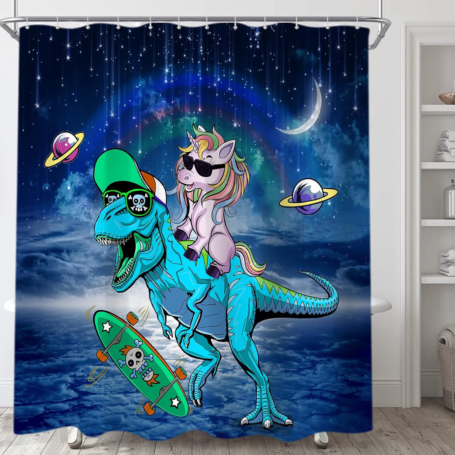 Funny Dinosaur Shower Curtain Set for Kids
