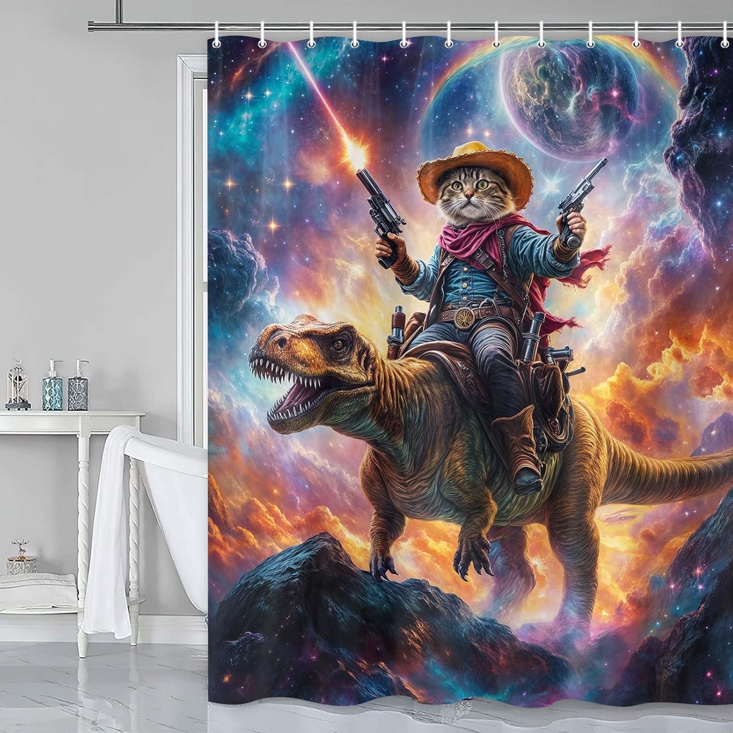 Grtuspr Cute Kids Unicorn Dinosaur Shower Curtain Set