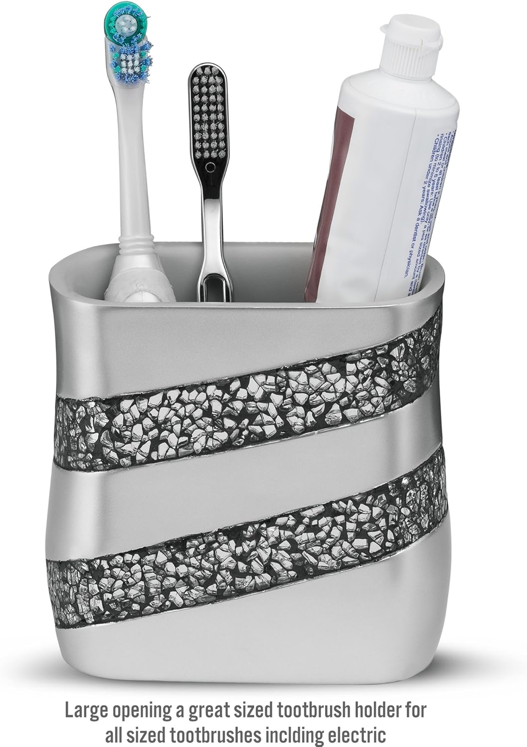 Creative Scents Silver Mosaic Toothbrush Holder