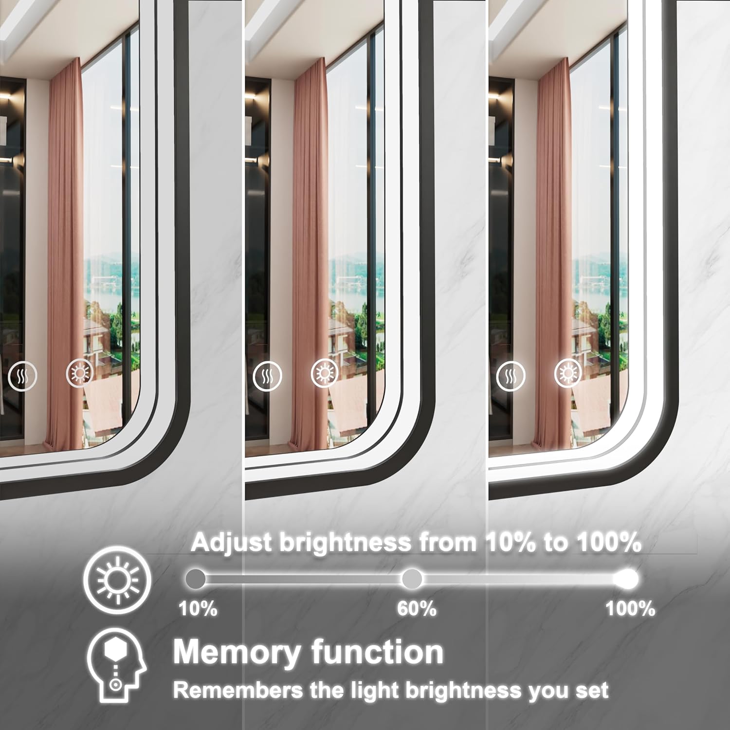 24x32 Inch Dimmable LED Mirror with Anti-Fog and Frame