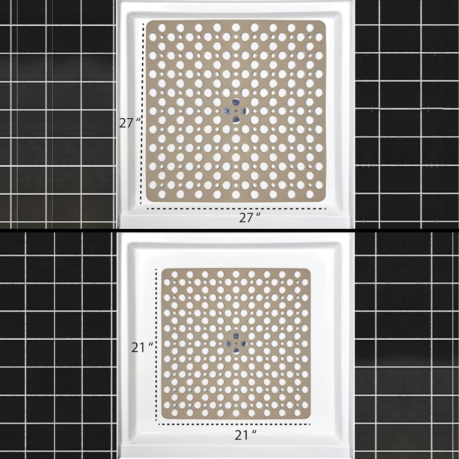 ENKOSI 21x21 Non-Slip TPE Square Shower Mat with Suction Cups