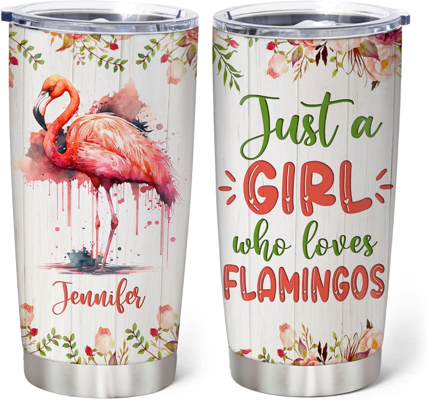 Hyturtle Flamingo Lover Custom Name 20oz Tumbler With Lid