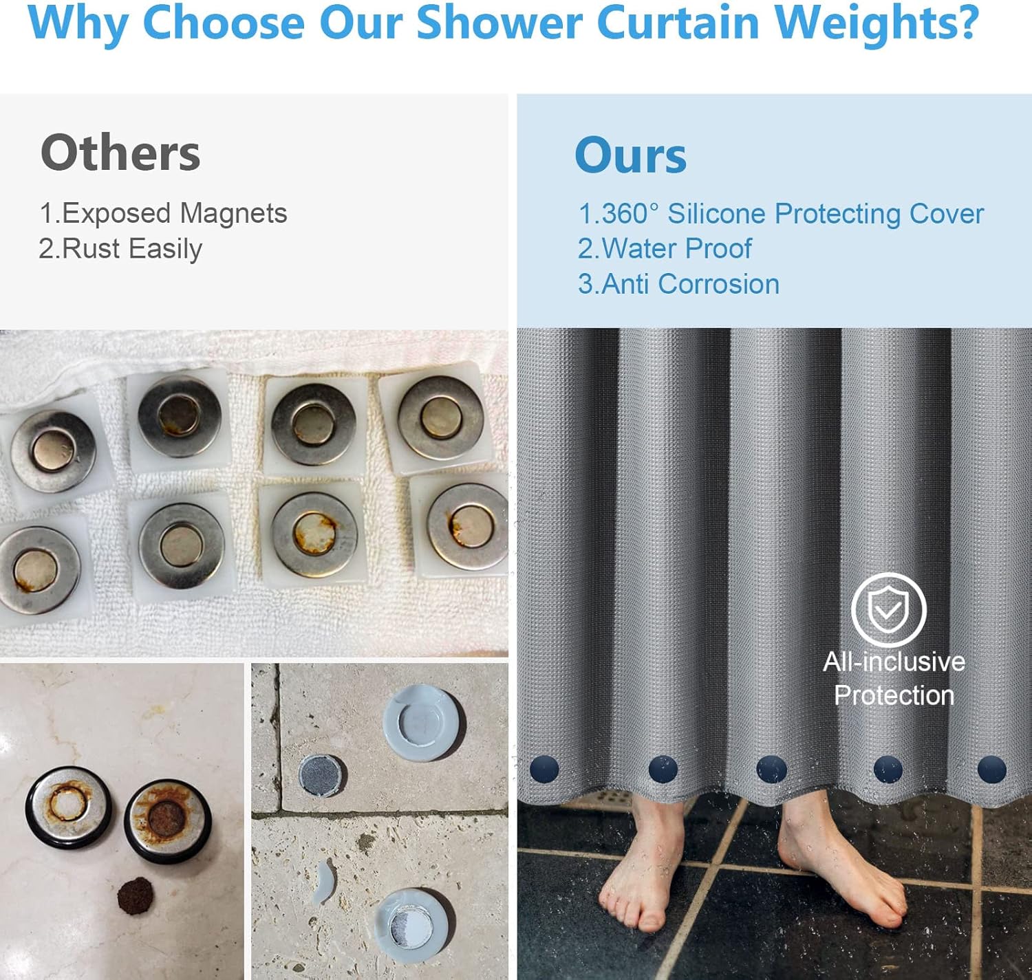VANZAVANZU 10 Pairs Shower Curtain Weights with Silicone Magnets