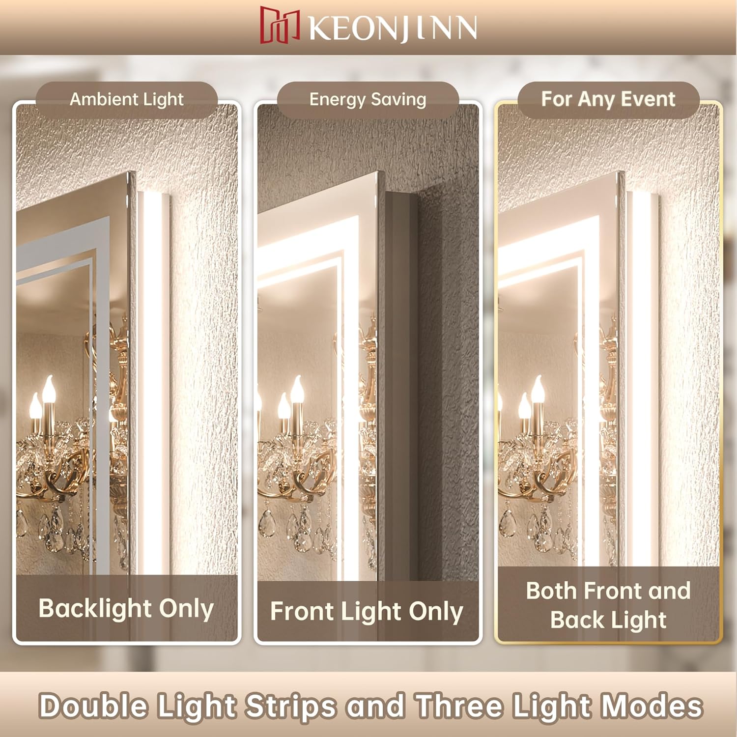 Keonjinn 55x30 LED Mirror with Frontlit and Backlit