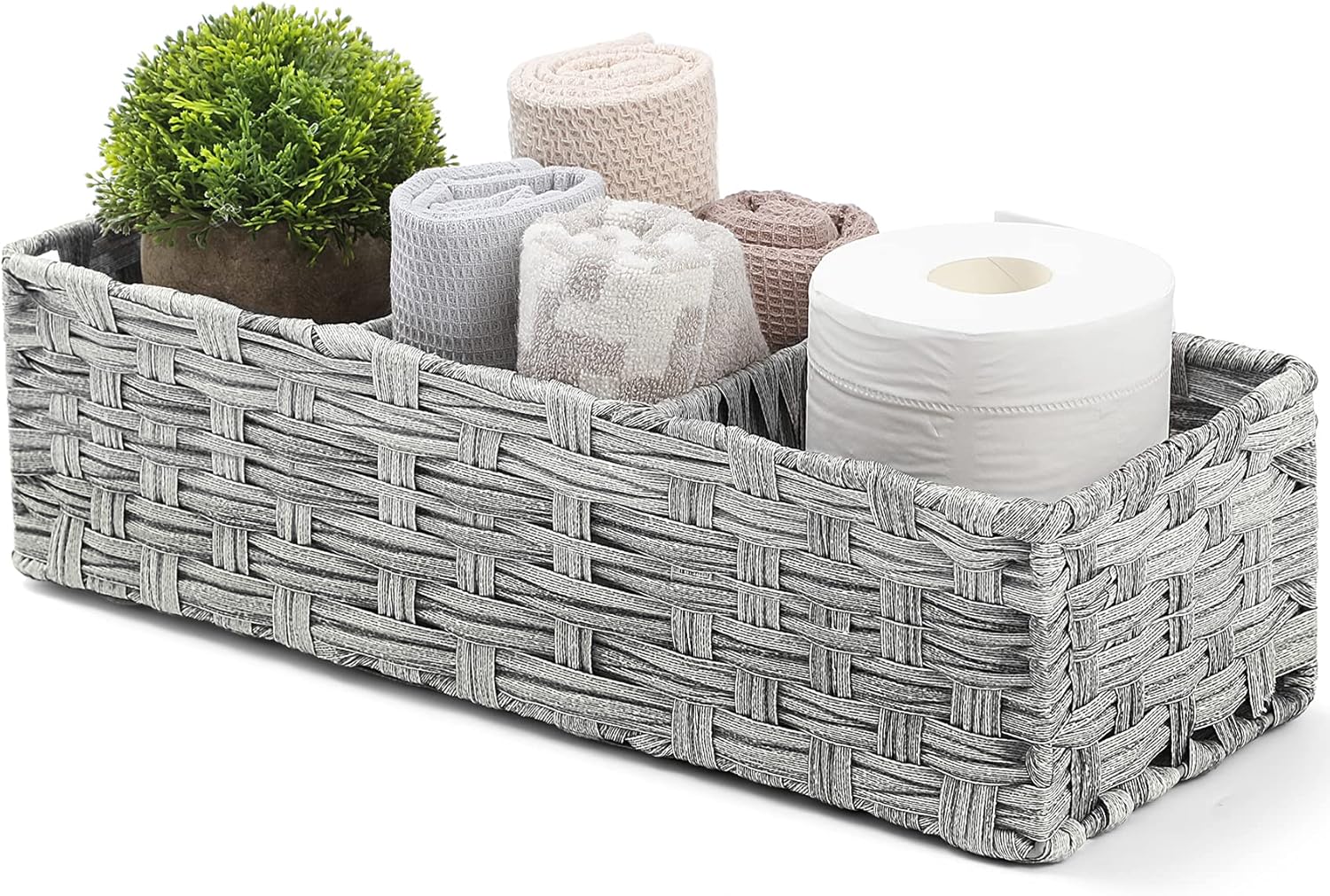 AOZITA Toilet Paper Basket with Larger Compartments