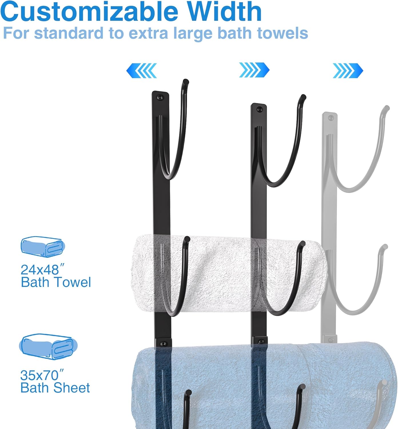 Josmimic 4-Tier Black Metal Towel Rack