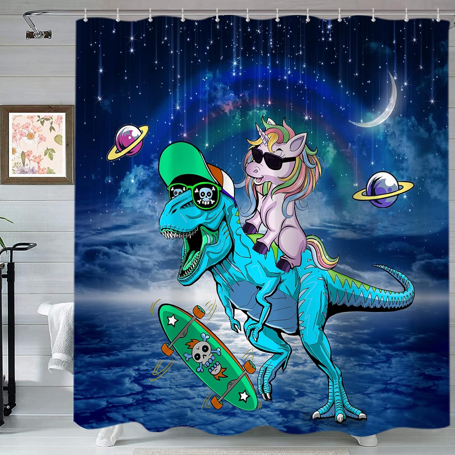 Funny Dinosaur Shower Curtain Set for Kids