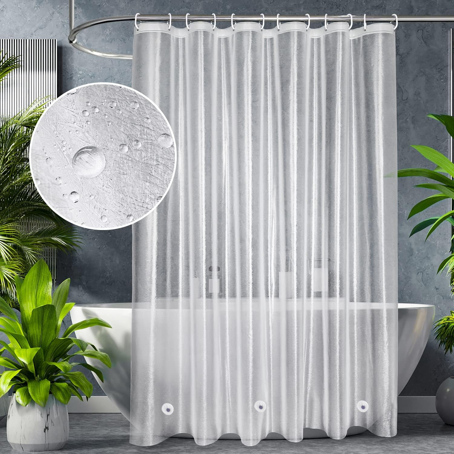 UFRIDAY Extra Long 84 Inch Shower Curtain Liner 72x84 Heavy Duty Frosted EVA