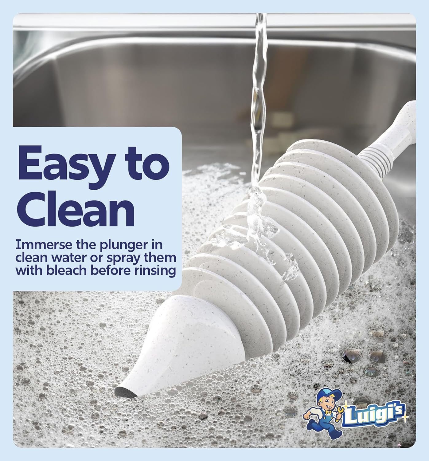 Luigis Heavy Duty Toilet Plunger - 15L Water Capable 8x Force