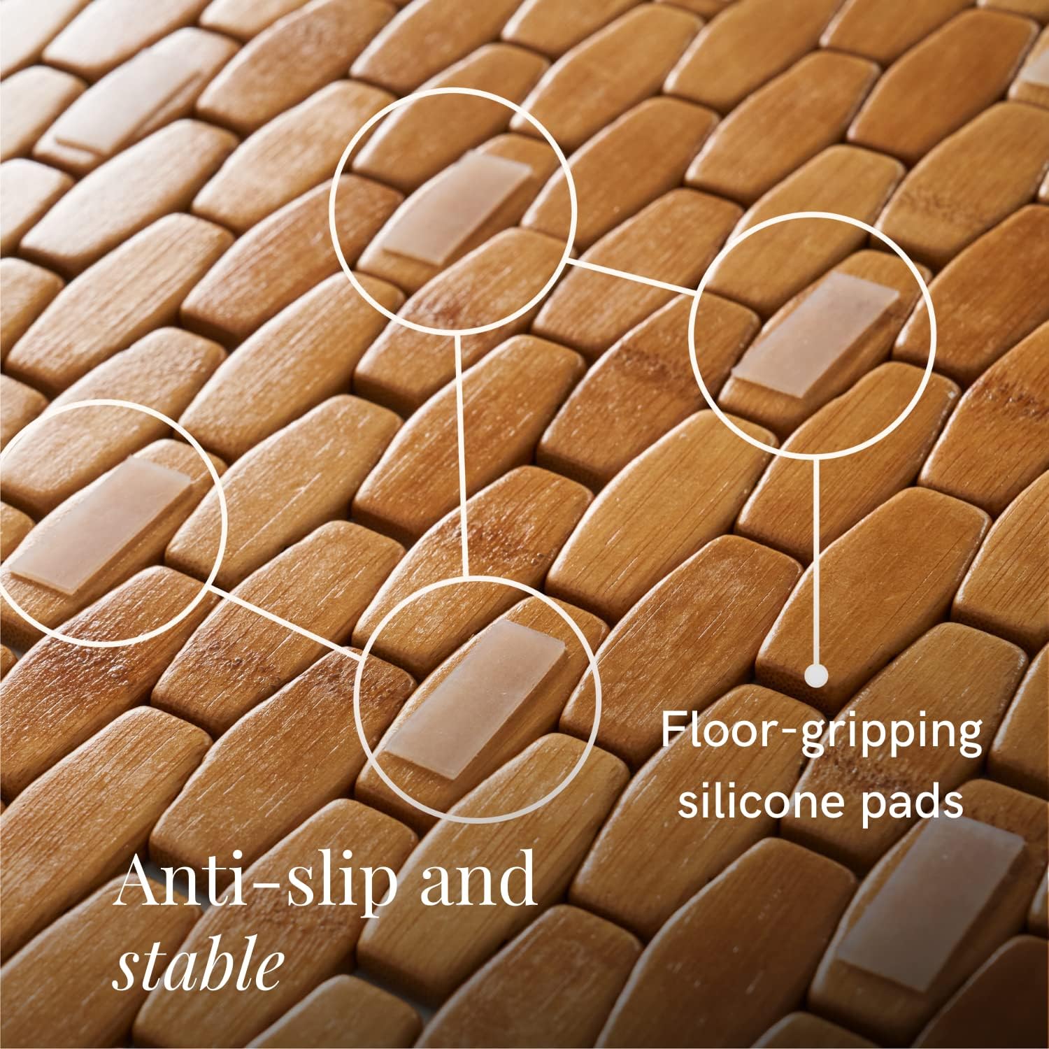 GOBAM Bamboo Bath Mat - Non-Slip Rollable 236 x 157 Inch