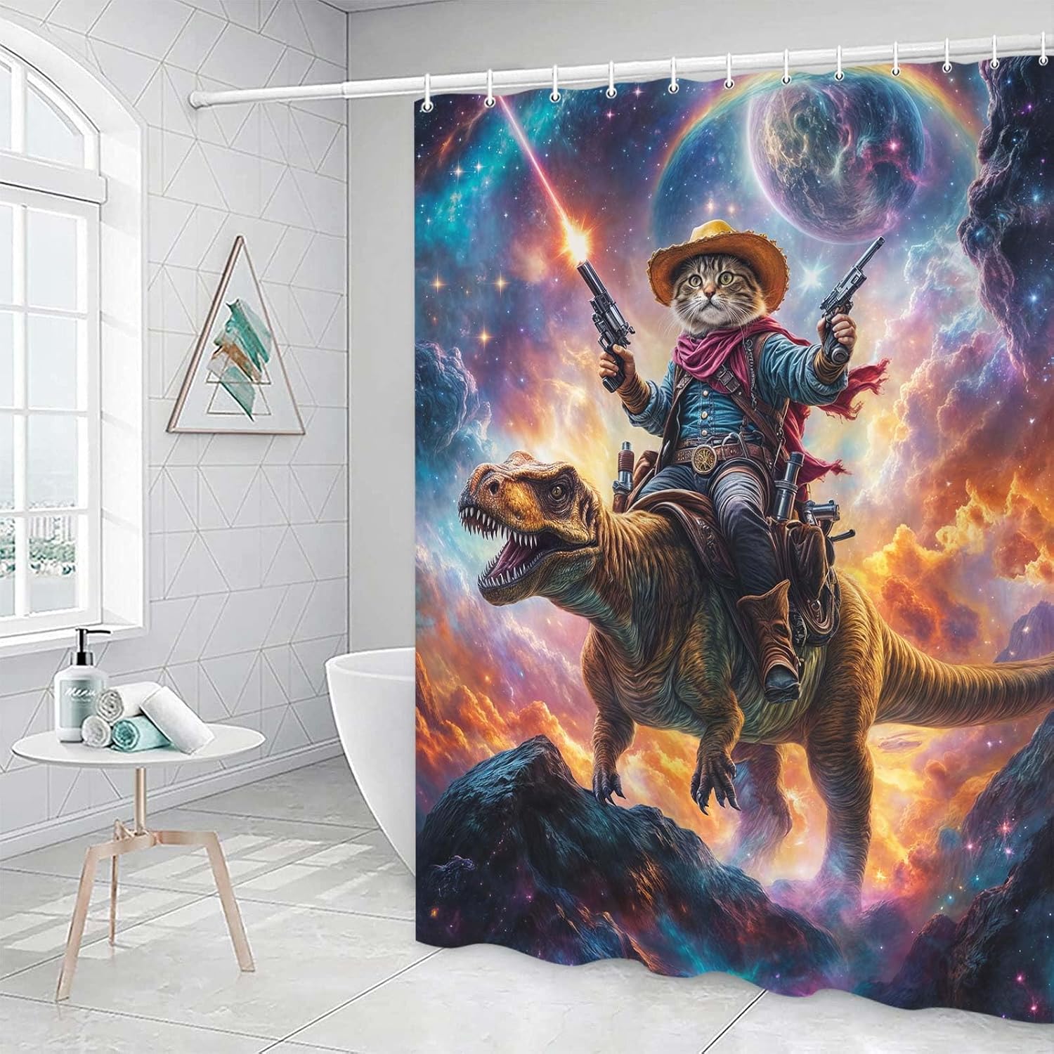 Grtuspr Cute Kids Unicorn Dinosaur Shower Curtain Set