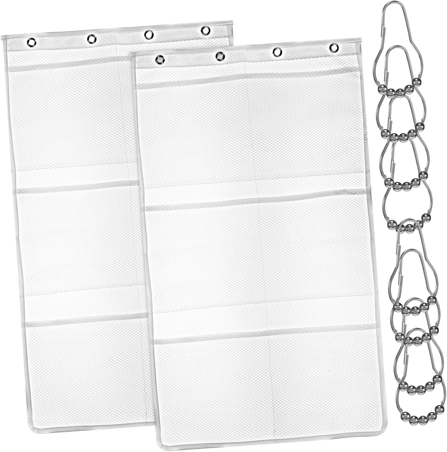 KOMBIUDA 2pcs Shower Mesh Organizer with Pockets