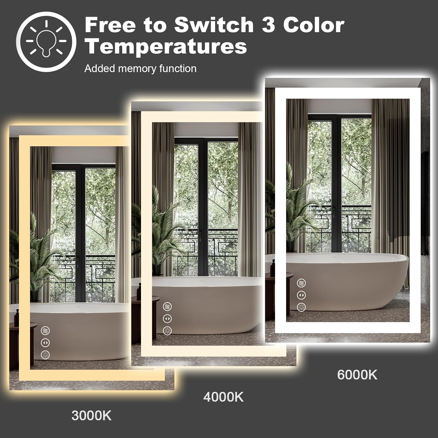 Amorho 44x36 LED Vanity Mirror with Front Backlight