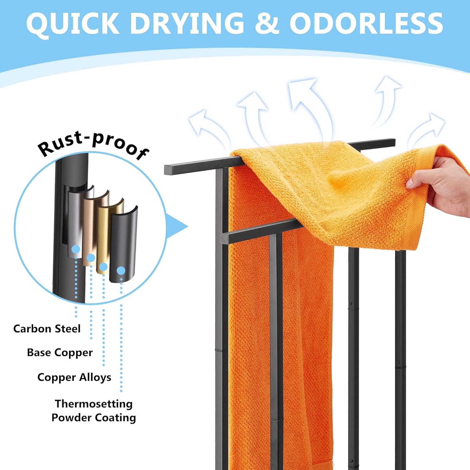 ALHAKIN 2 Tier Standing Towel Rack Black